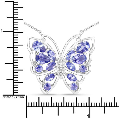 2.76 Carat Genuine Tanzanite and White Zircon .925 Sterling Silver Necklace by Bids.com