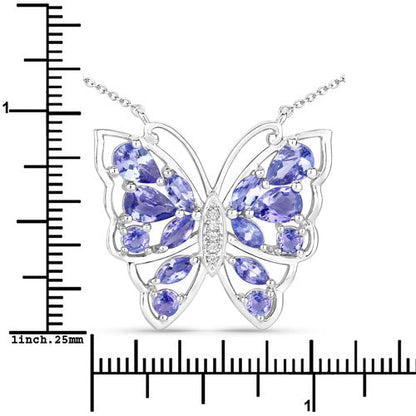 2.76 Carat Genuine Tanzanite and White Zircon .925 Sterling Silver Necklace by Bids.com