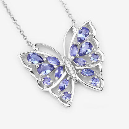 2.76 Carat Genuine Tanzanite and White Zircon .925 Sterling Silver Necklace by Bids.com