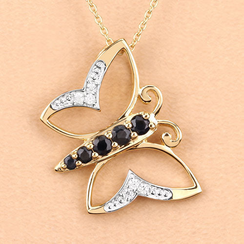 0.56 Carat Genuine Blue Sapphire and White Zircon .925 Sterling Silver Necklace  DestGlow