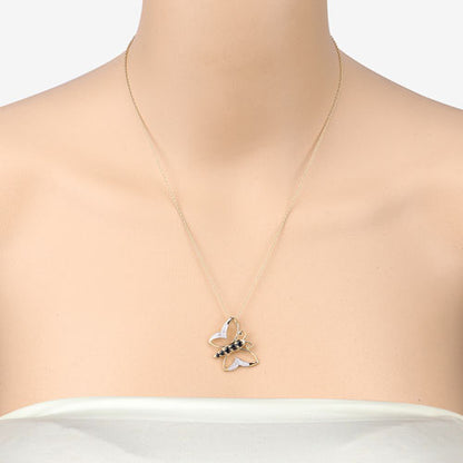 0.56 Carat Genuine Blue Sapphire and White Zircon .925 Sterling Silver Necklace  DestGlow