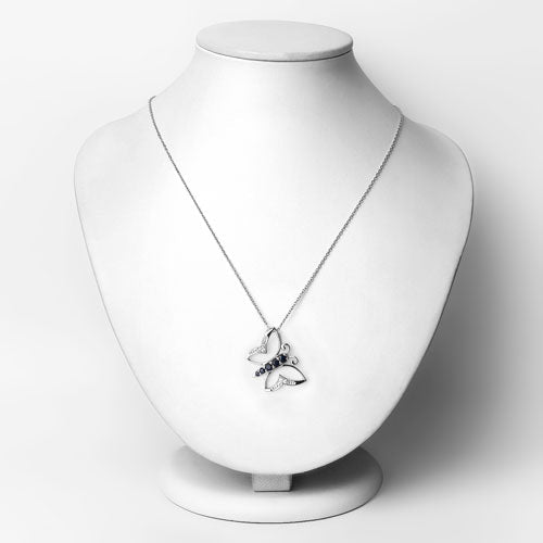 0.56 Carat Genuine Blue Sapphire and White Zircon .925 Sterling Silver Necklace  DestGlow