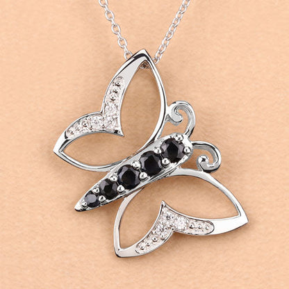 0.56 Carat Genuine Blue Sapphire and White Zircon .925 Sterling Silver Necklace  DestGlow