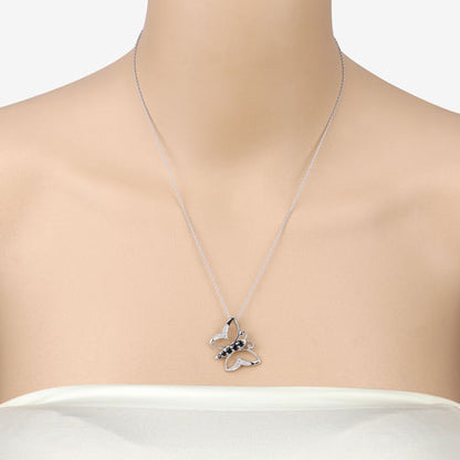 0.56 Carat Genuine Blue Sapphire and White Zircon .925 Sterling Silver Necklace  DestGlow
