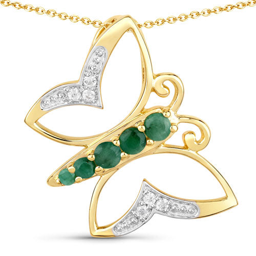 0.51 Carat Genuine Emerald and White Zircon .925 Sterling Silver Necklace by Bids.com