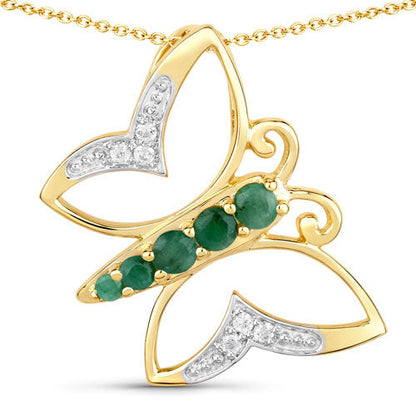 0.51 Carat Genuine Emerald and White Zircon .925 Sterling Silver Necklace by Bids.com