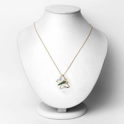 0.51 Carat Genuine Emerald and White Zircon .925 Sterling Silver Necklace by Bids.com