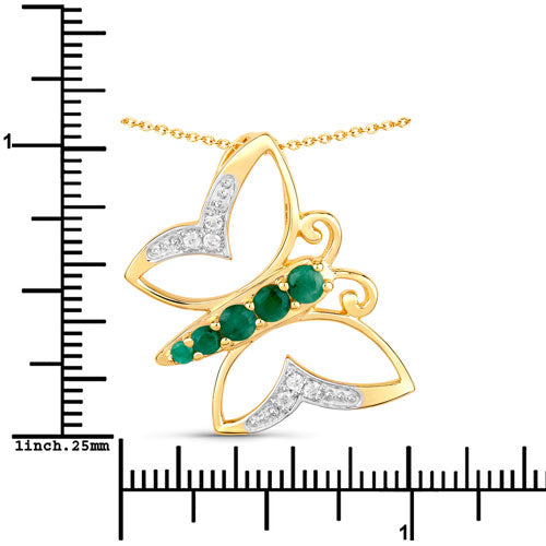 0.51 Carat Genuine Emerald and White Zircon .925 Sterling Silver Necklace by Bids.com