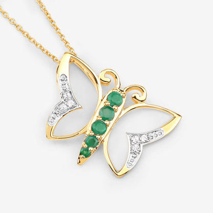 0.51 Carat Genuine Emerald and White Zircon .925 Sterling Silver Necklace by Bids.com