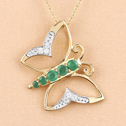0.51 Carat Genuine Emerald and White Zircon .925 Sterling Silver Necklace by Bids.com