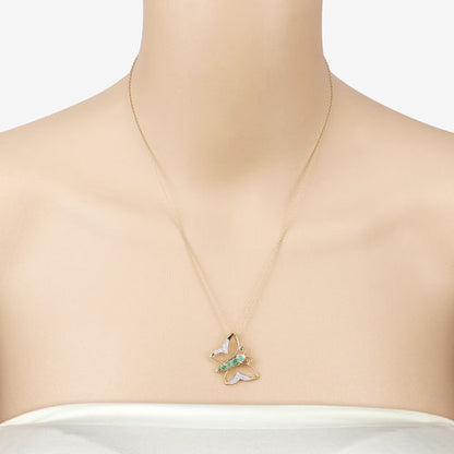0.51 Carat Genuine Emerald and White Zircon .925 Sterling Silver Necklace by Bids.com