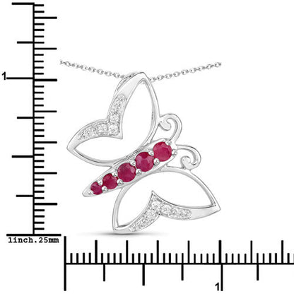 0.62 Carat Genuine Ruby and White Zircon .925 Sterling Silver Necklace  DestGlow