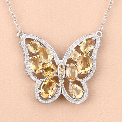 4.43 Carat Genuine Citrine .925 Sterling Silver Necklace by Bids.com