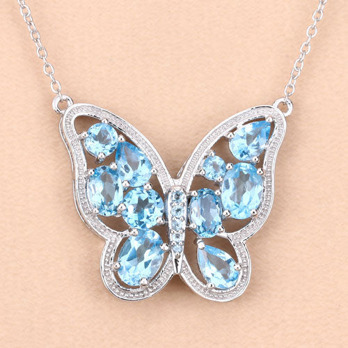 5.54 Carat Genuine Swiss Blue Topaz .925 Sterling Silver Necklace by Bids.com