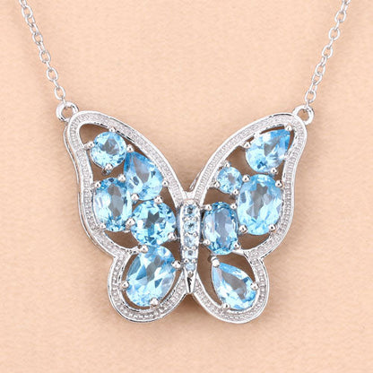 5.54 Carat Genuine Swiss Blue Topaz .925 Sterling Silver Necklace by Bids.com