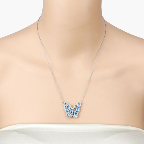 5.54 Carat Genuine Swiss Blue Topaz .925 Sterling Silver Necklace by Bids.com