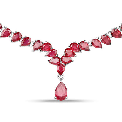 41.63 Carat Genuine Glass Filled Ruby .925 Sterling Silver Necklace  DestGlow