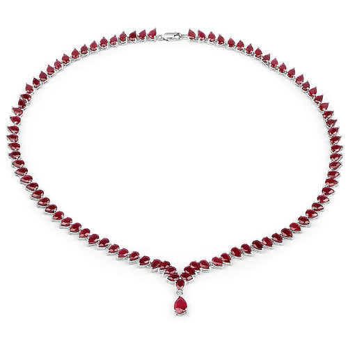 41.63 Carat Genuine Glass Filled Ruby .925 Sterling Silver Necklace  DestGlow