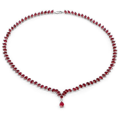 41.63 Carat Genuine Glass Filled Ruby .925 Sterling Silver Necklace  DestGlow