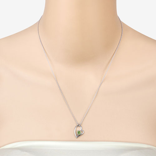 0.51 Carat Genuine Peridot .925 Sterling Silver Necklace  DestGlow
