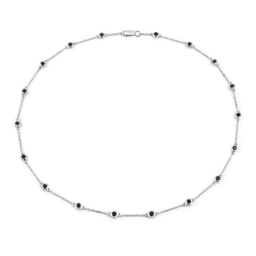 1.98 Carat Genuine Blue Sapphire .925 Sterling Silver Necklace  DestGlow