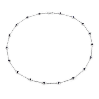 1.98 Carat Genuine Blue Sapphire .925 Sterling Silver Necklace  DestGlow