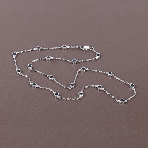 1.98 Carat Genuine Blue Sapphire .925 Sterling Silver Necklace  DestGlow