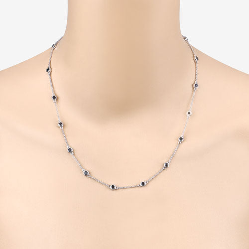 1.98 Carat Genuine Blue Sapphire .925 Sterling Silver Necklace  DestGlow