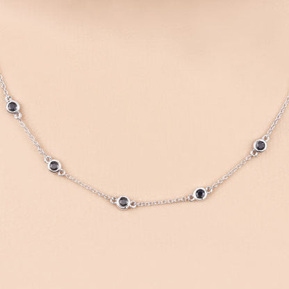 1.98 Carat Genuine Blue Sapphire .925 Sterling Silver Necklace  DestGlow