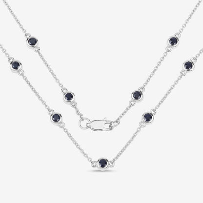 1.98 Carat Genuine Blue Sapphire .925 Sterling Silver Necklace  DestGlow
