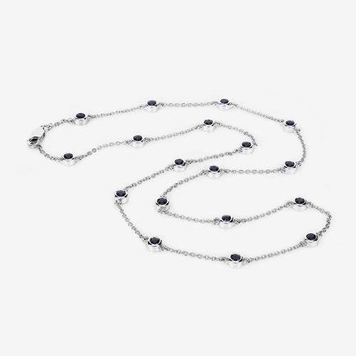 1.98 Carat Genuine Blue Sapphire .925 Sterling Silver Necklace  DestGlow