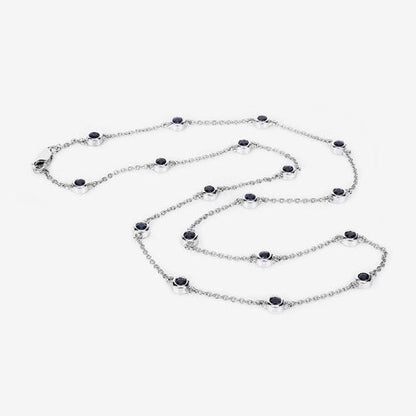 1.98 Carat Genuine Blue Sapphire .925 Sterling Silver Necklace  DestGlow