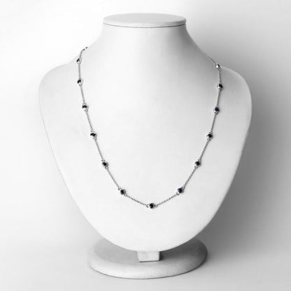 1.98 Carat Genuine Blue Sapphire .925 Sterling Silver Necklace  DestGlow