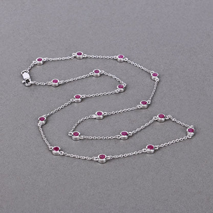 2.34 Carat Genuine Ruby .925 Sterling Silver Necklace by Bids.com