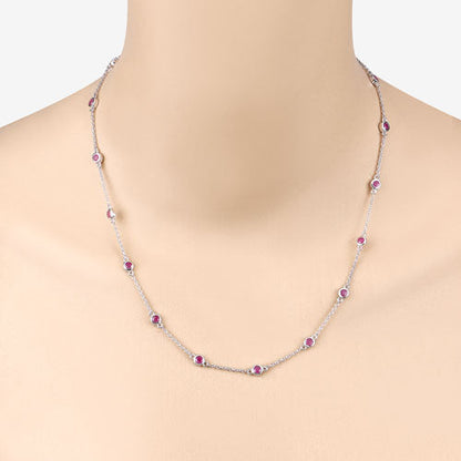 2.34 Carat Genuine Ruby .925 Sterling Silver Necklace by Bids.com