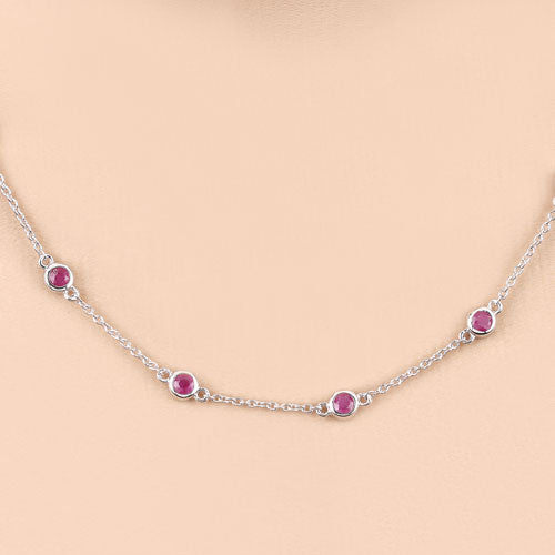 2.34 Carat Genuine Ruby .925 Sterling Silver Necklace by Bids.com