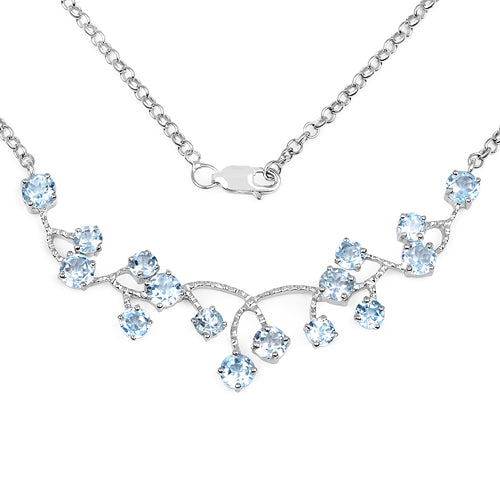 7.36 Carat Genuine Blue Topaz .925 Sterling Silver Necklace  DestGlow