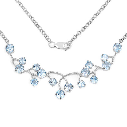 7.36 Carat Genuine Blue Topaz .925 Sterling Silver Necklace  DestGlow