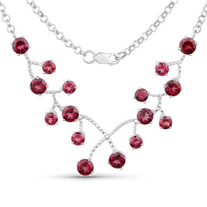 6.00 Carat Genuine Rhodolite Garnet .925 Sterling Silver Necklace by Bids.com