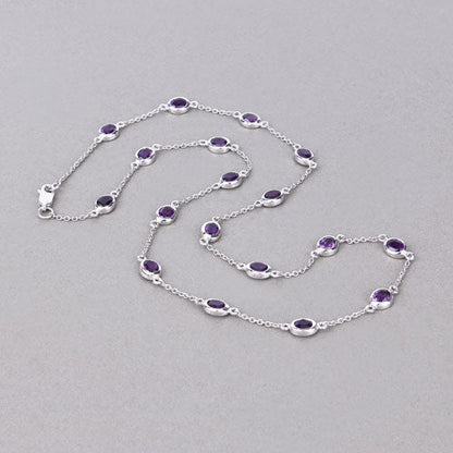 6.12 Carat Genuine Amethyst .925 Sterling Silver Necklace by Bids.com