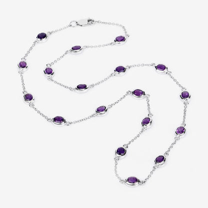 6.12 Carat Genuine Amethyst .925 Sterling Silver Necklace by Bids.com