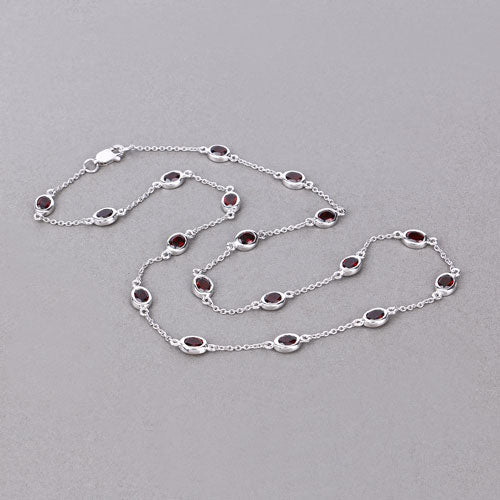 8.10 Carat Genuine Garnet .925 Sterling Silver Necklace by Bids.com