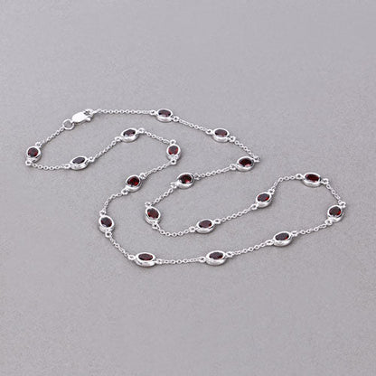 8.10 Carat Genuine Garnet .925 Sterling Silver Necklace by Bids.com
