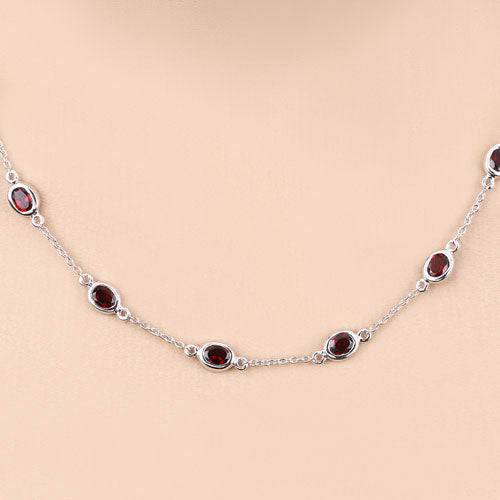 8.10 Carat Genuine Garnet .925 Sterling Silver Necklace by Bids.com