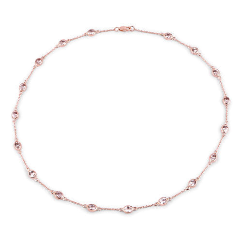 14K Rose Gold Plated 4.50 Carat Genuine Morganite .925 Sterling Silver Necklace  DestGlow