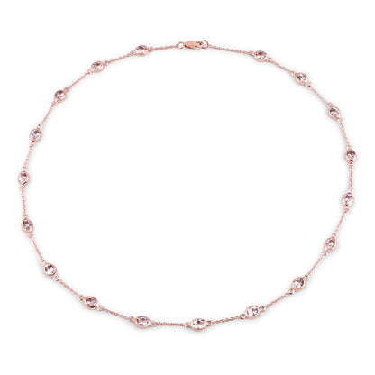 14K Rose Gold Plated 4.50 Carat Genuine Morganite .925 Sterling Silver Necklace  DestGlow