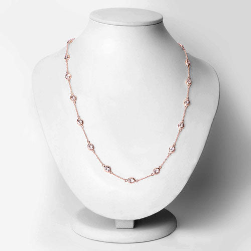14K Rose Gold Plated 4.50 Carat Genuine Morganite .925 Sterling Silver Necklace  DestGlow