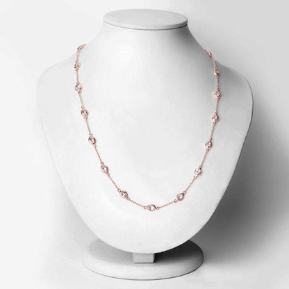 14K Rose Gold Plated 4.50 Carat Genuine Morganite .925 Sterling Silver Necklace  DestGlow