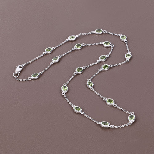 6.30 Carat Genuine Peridot .925 Sterling Silver Necklace by Bids.com