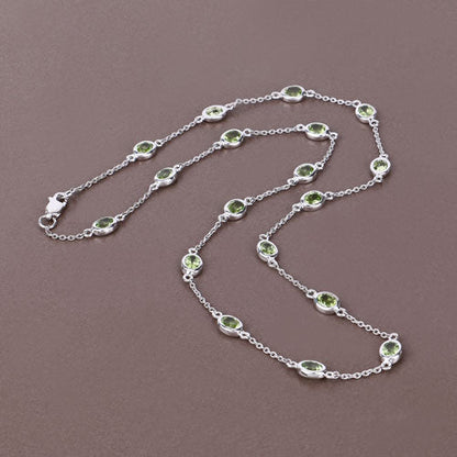 6.30 Carat Genuine Peridot .925 Sterling Silver Necklace by Bids.com